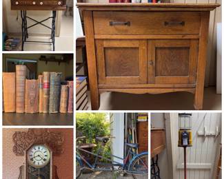 Clocks, Antique Furniture, Vintage Bikes, Antlers, Home Decor, Books and More