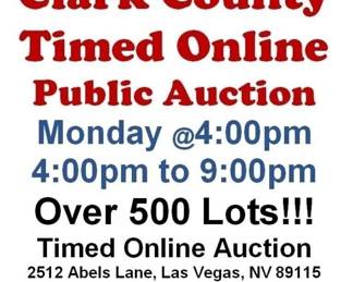 MONDAY @4:00PM - Clark County Timed Online Auction 5/18/26