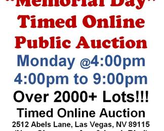 MONDAY @12:00PM - Huge 2000 Lot "Memorial Day" Online Auction 5/25/26
