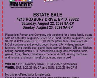 Large Family Estate Sale in El Paso Texas