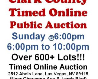 SUNDAY @6:00PM - Clark County Timed Online Auction 10/11/26