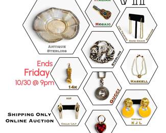 14k, Sterling, Gucci, Haskell, Spade, Antique & Vintage Jewelry Shipping Only Auction